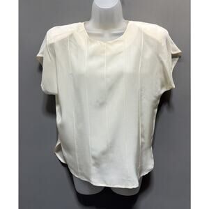 Sophisticates by Jonathan Martin Women M Blouse Top Short Sleeve Ivory 100% Silk